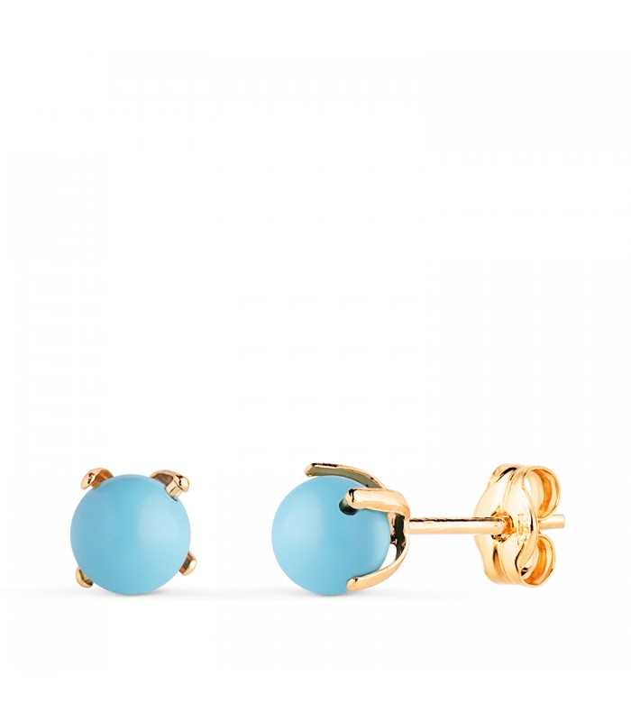 Pendientes niña Turquesa Marianela oro 18K 5mm