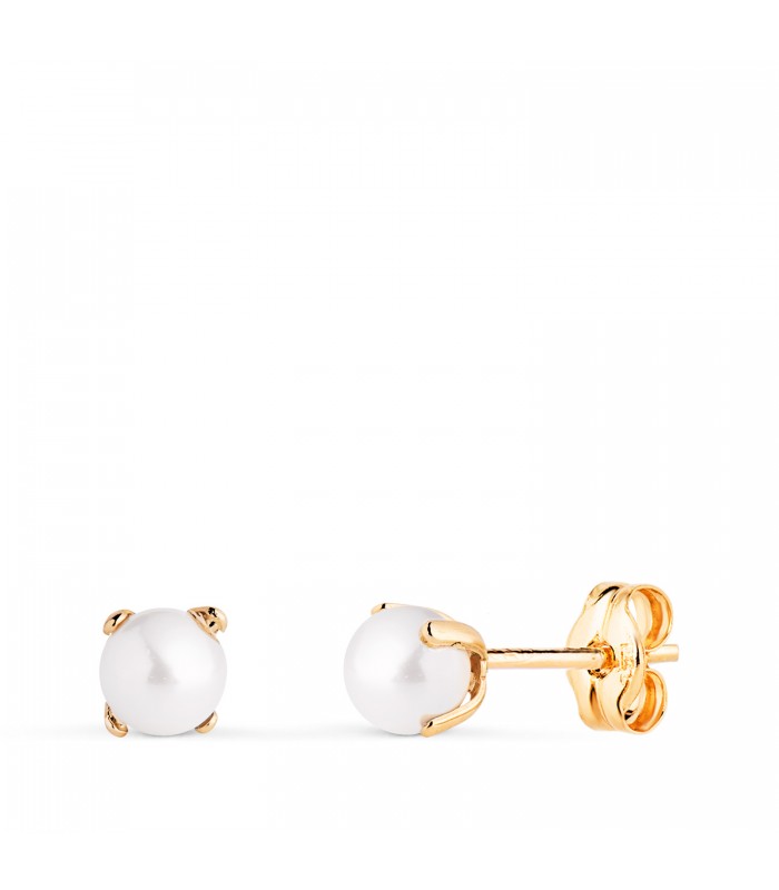 Pendientes niña Perla Marianela oro 18K 4mm, perlas cultivadas