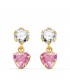 Boucles d'oreilles femme Marbella Or 18K Rose. Boucles d'oreilles pendantes, pierres couleurs.