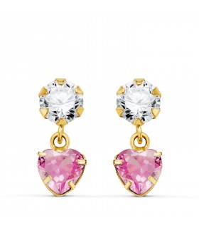 Orecchini donna Marbella oro 18kt Rosa. Pietre colorati. Orecchini pendenti lunghi.