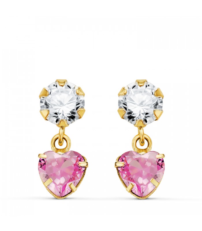 Orecchini donna Marbella oro 18kt Rosa. Pietre colorati. Orecchini pendenti lunghi.