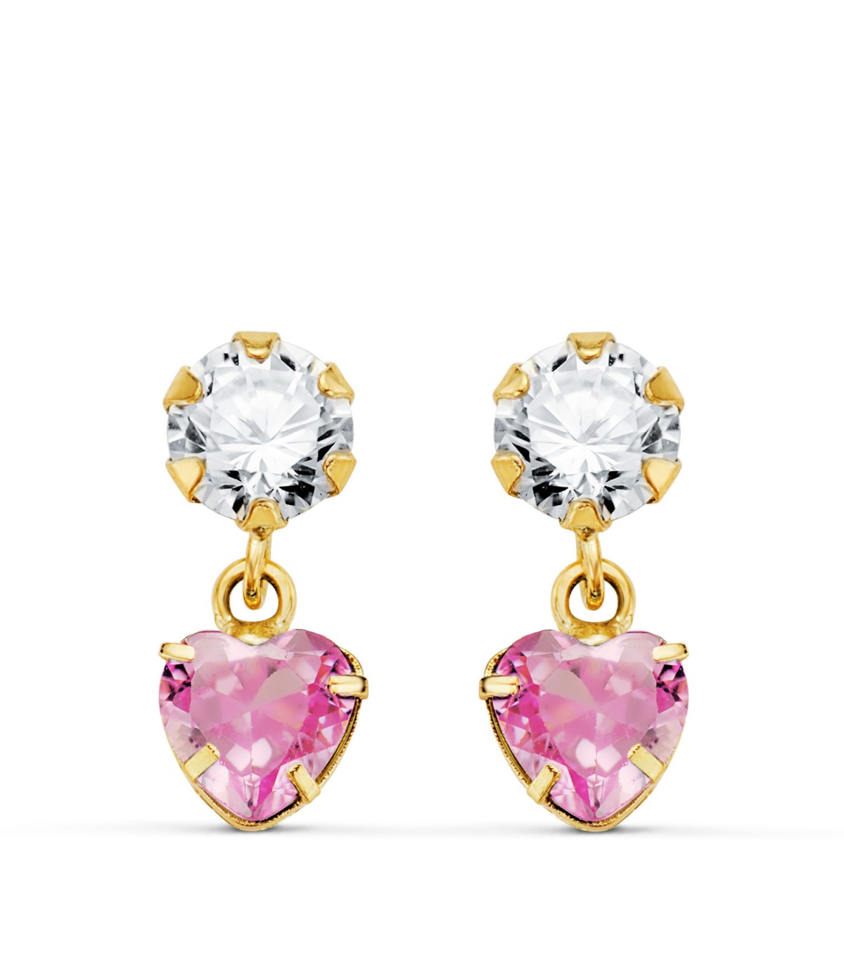 Boucles d'oreilles femme Marbella Or 18K Rose. Boucles d'oreilles pendantes, pierres couleurs.