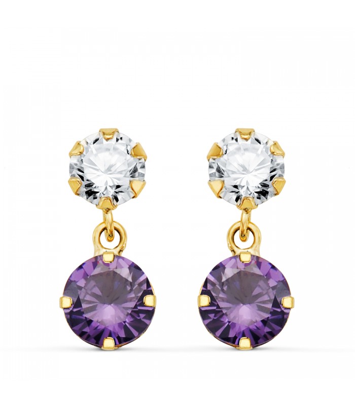 Boucles d'oreilles femme Ibiza Or 18K améthyste