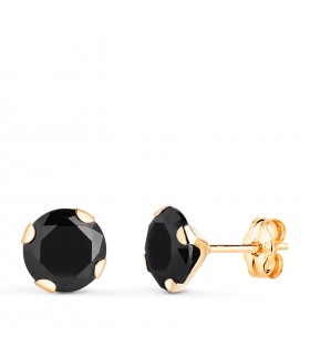 Pendientes Hombre oro 18k Circonita negra 7mm, piercing oreja hombre
