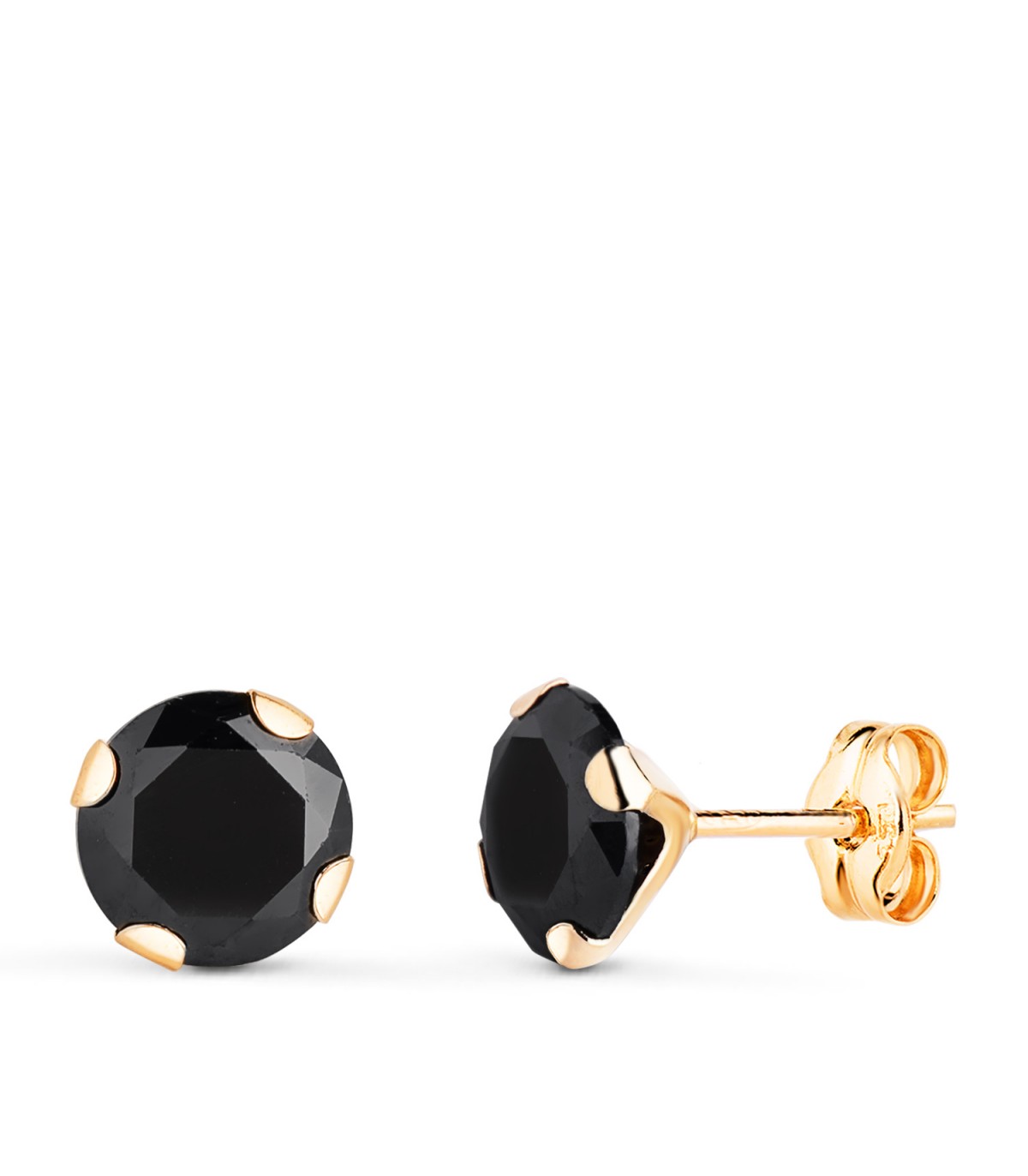 Pendientes Hombre oro 18k Circonita negra 7mm, piercing oreja hombre