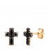 Pendientes hombre Oro 18K Cruz negra, piercing oreja hombre