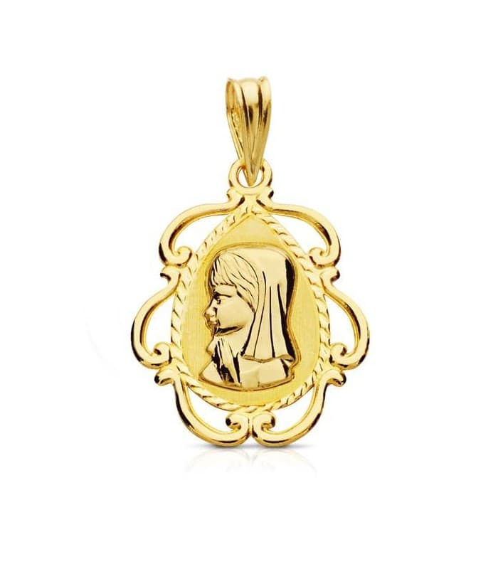 Medalla Virgen niña tallada