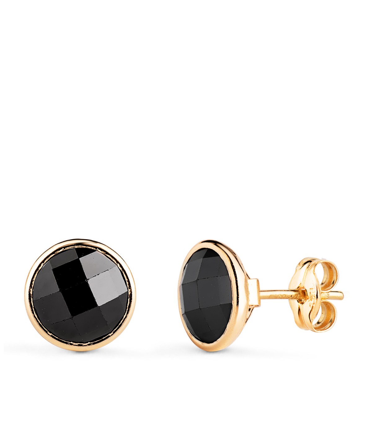 Pendientes Hombre Turin Negro oro 18k 8,5mm, piercing oreja hombre piedra negra, ónix