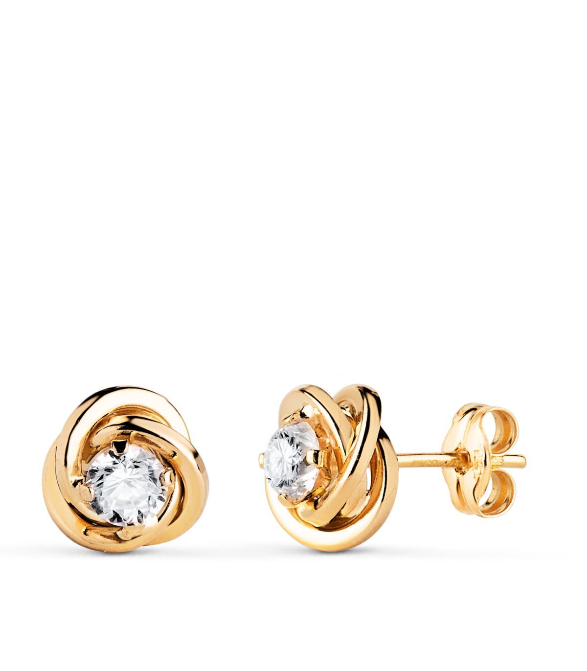 Knoten Ohrstecker Zirkonia 8 mm - Gelbgold 18K | Damen Ohrringe 750 Gold N5990-5AP