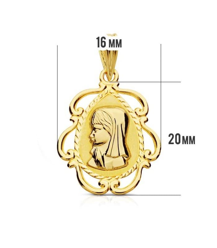 Medalla Virgen niña tallada