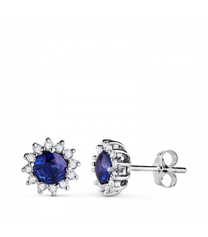 Orecchini Idril oro bianco 18kt diamanti e zaffiro, per matrimonio donna.