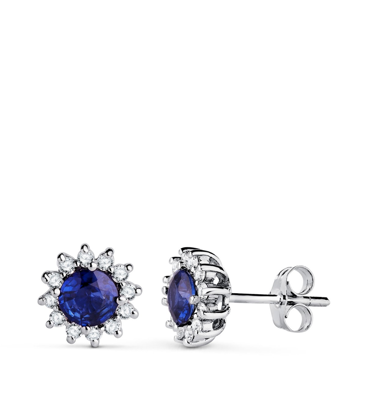 Orecchini Idril oro bianco 18kt diamanti e zaffiro, per matrimonio donna.
