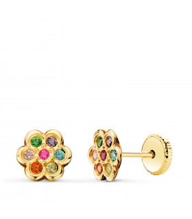 Kinder-Ohrringe 750er Gold Blume 21347
