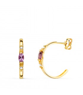 Orecchini cerchio Ametista Marquise Paradise 18kt 15mm, orecchini per donna, cerchio aperto