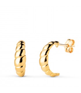 Orecchini Croissant oro 18 carati, orecchini a cerchio da donna, torchon, moderni.