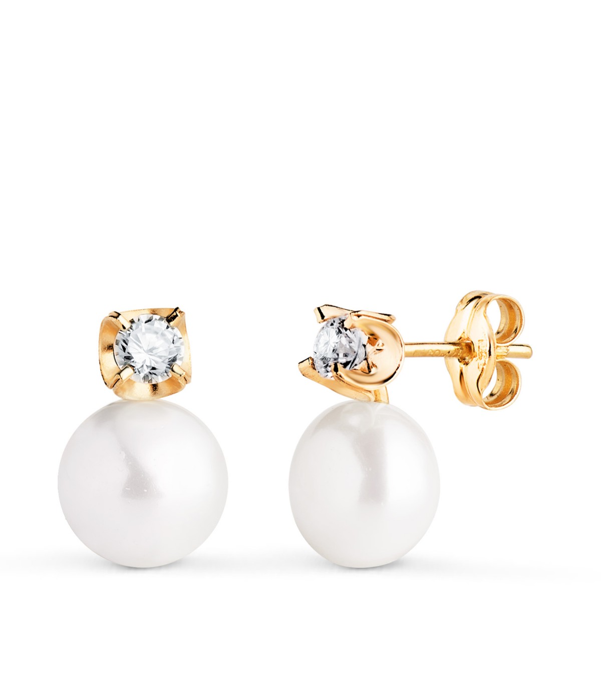 Pendientes Mireia Perla Tu y Yo Oro 18K 7.5 mm, regalo Comunión niña