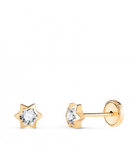Orecchini bimba Noemi stella 4mm 18Kt, ideali per neonata e bambina, punto luce.
