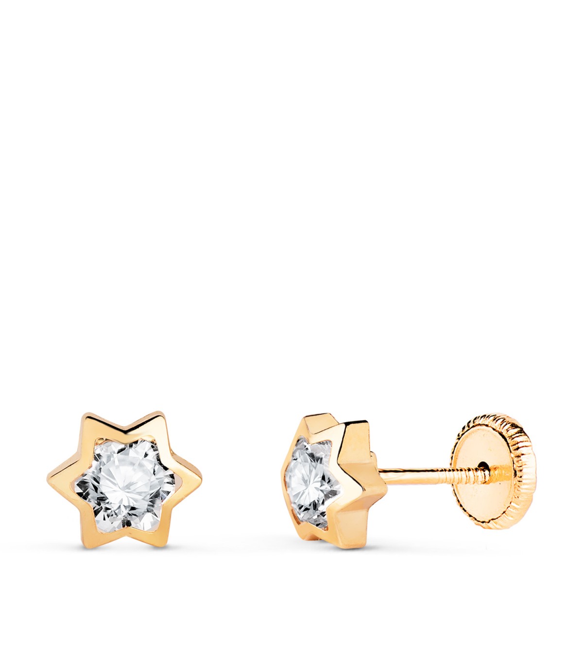 Clous d'oreilles Bébé Noemi étoile 6mm 18K, puces et boucles d'oreilles enfant et bébé