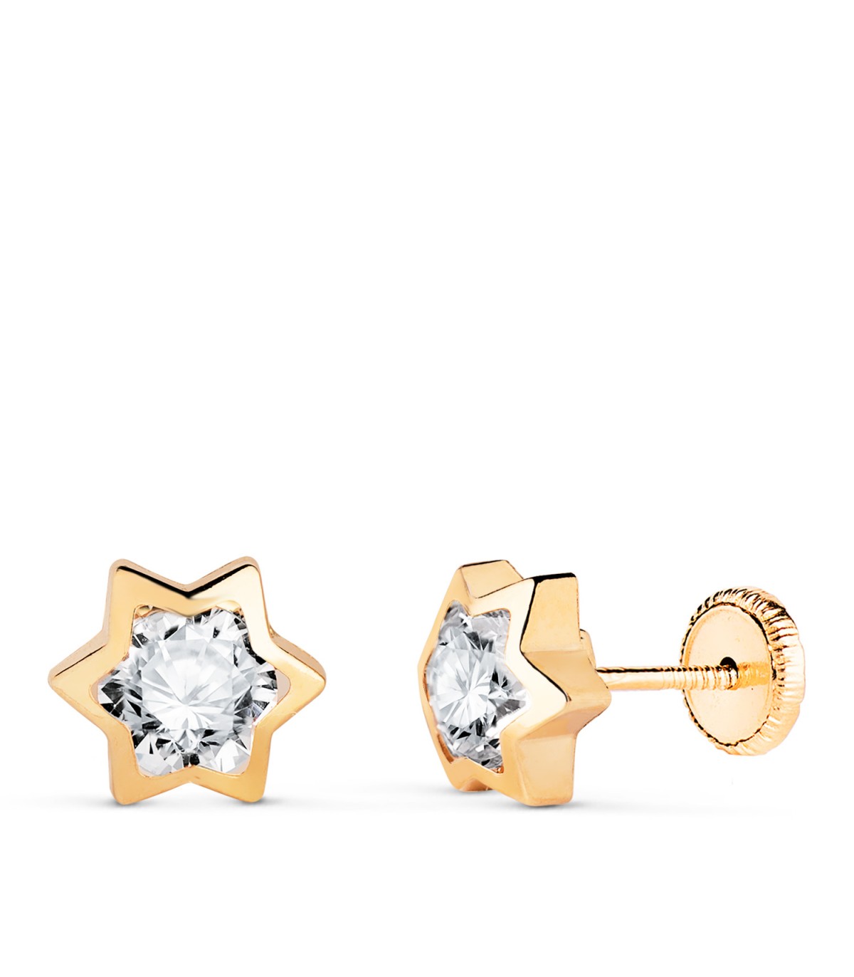 Boucles d'oreilles enfant Noemi étoiles 8mm 18K, puces et boucles d'oreilles fille