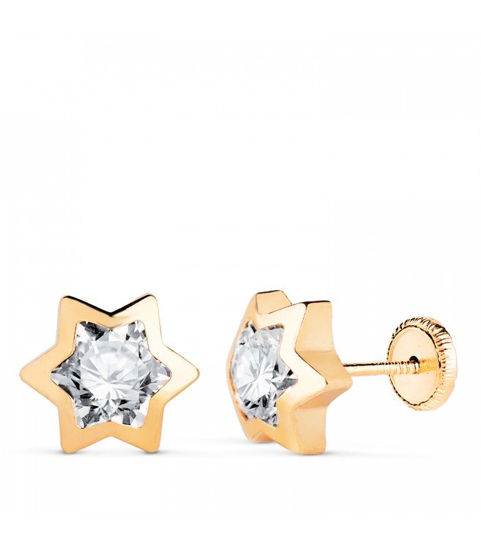 Boucles d'oreilles enfant Noemi étoiles 9mm 18K, puces et boucles d'oreilles fille