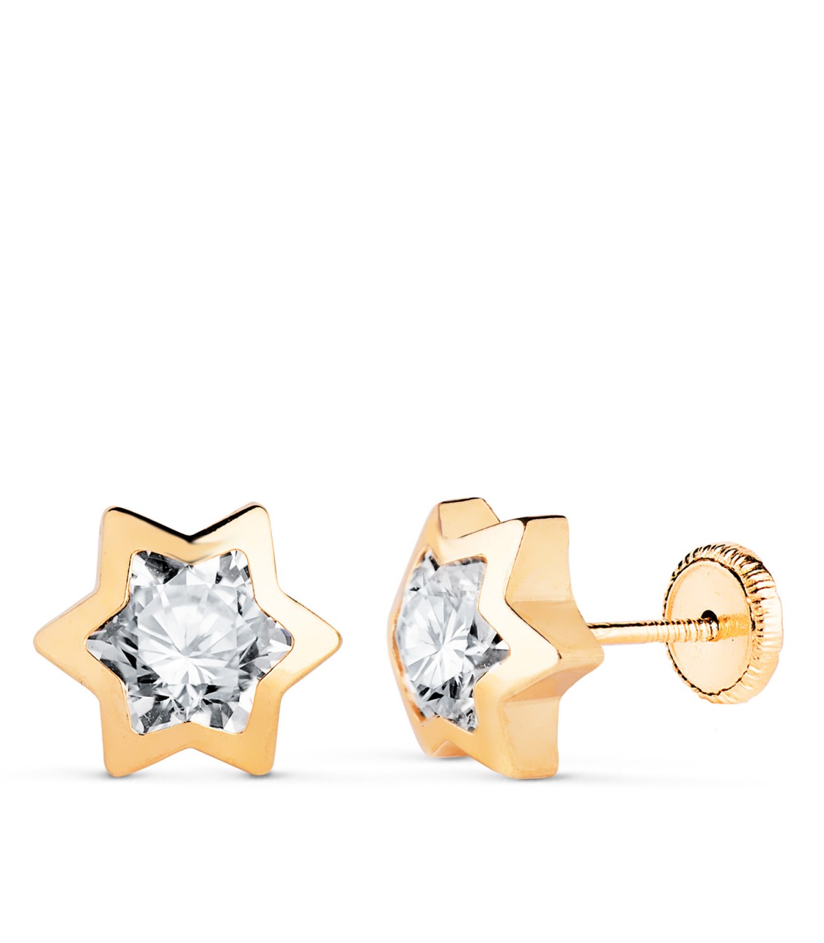 Boucles d'oreilles enfant Noemi étoiles 9mm 18K, puces et boucles d'oreilles fille