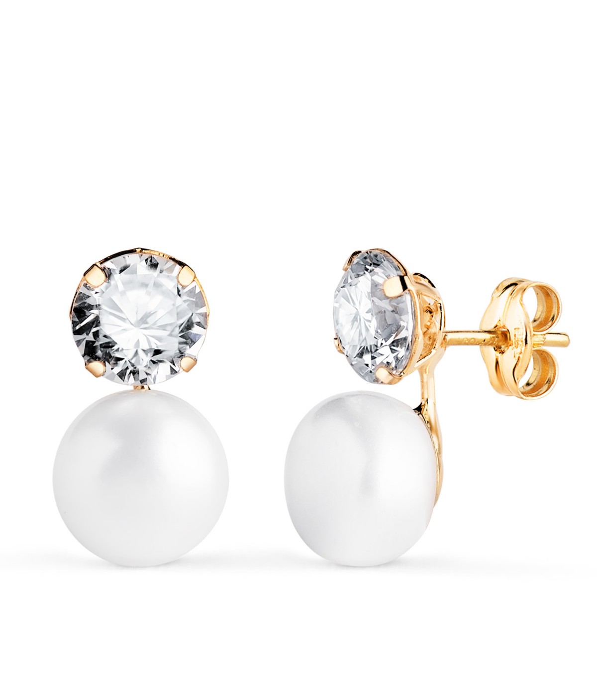 Orecchini Fabiana Perla e Zircone 18kt, Regalo Prima Comunione per bambina