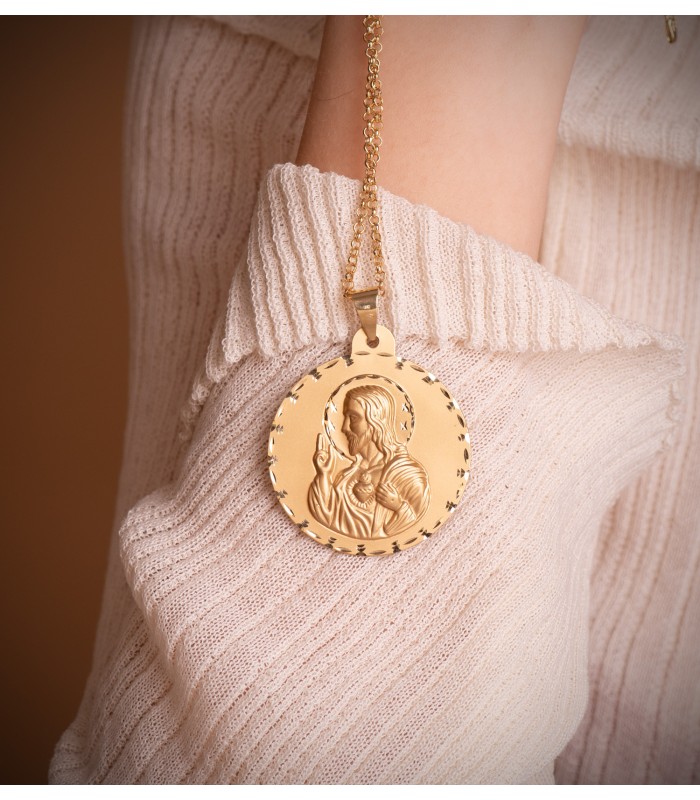 Escapulario V. del Carmen y Corazón de Jesús Oro 18k 42 mm