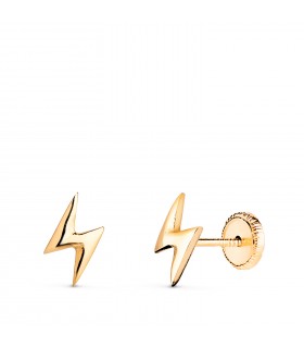 Boucles d'oreilles petites Foudre 8mm Or 18K, piercings oreilles femme.
