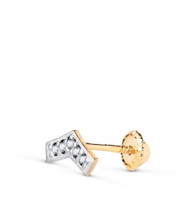 Piercing orecchio Vibe Oro bicolore 18kt, orecchini donna triangolo, piercing oro motivo freccia