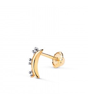 Piercing orecchio Lush Oro bicolore 18kt, orecchini donna, piercing oro mezza luna