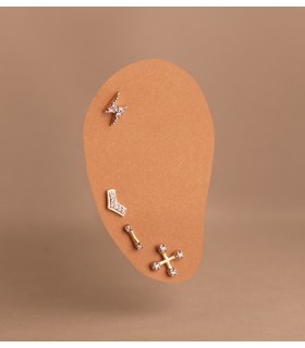 Orecchini Croce, Piercing orecchio e orecchini lobo, piercings donna oro 18 carati.