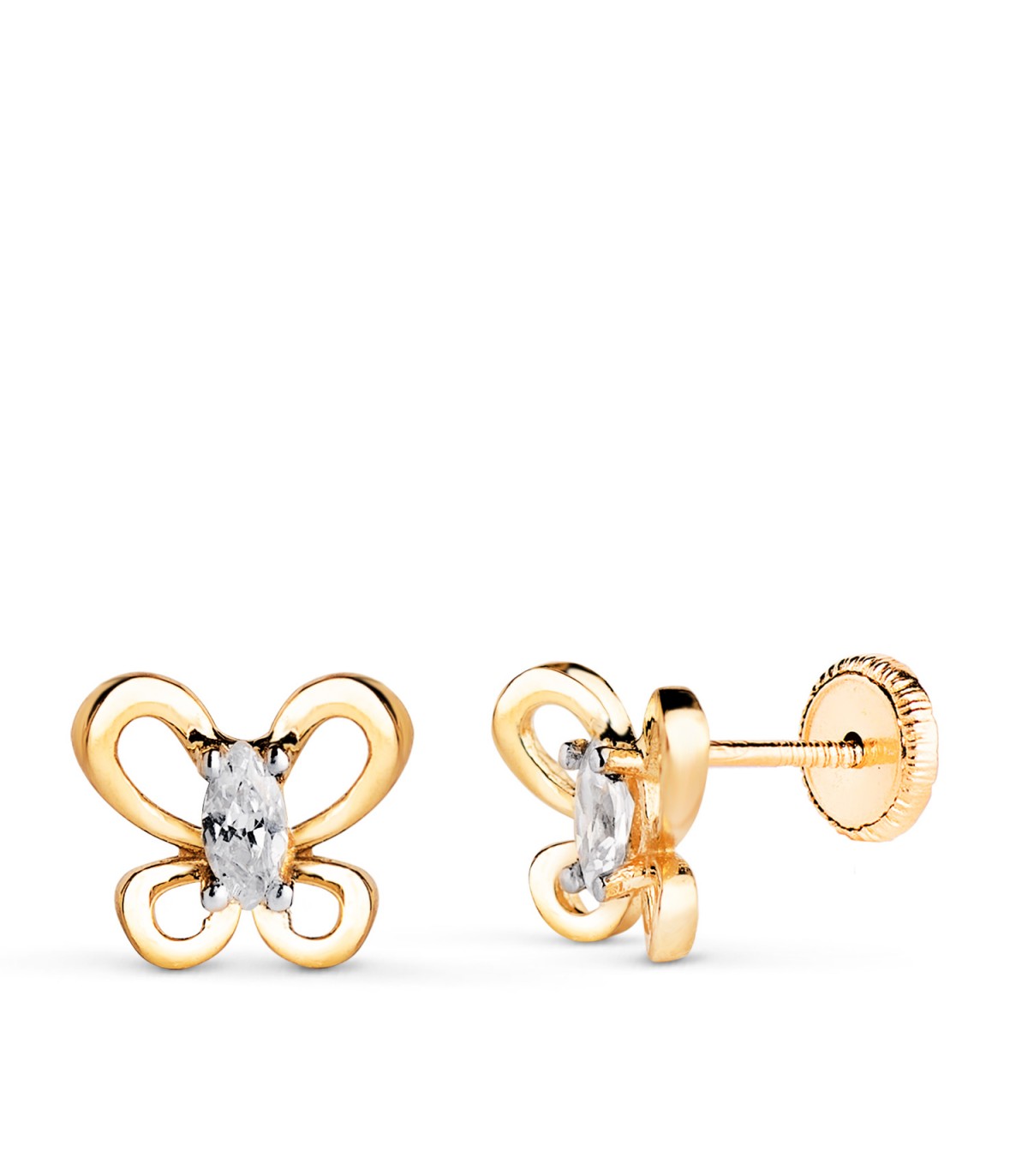 Pendientes Mariposa Marquise 8 mm Oro 18 K, pendientes pequeños niña y mujer