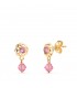 Boucles d'oreilles pendantes Sara pierre rose Or 18k vintage, pour enfant.
