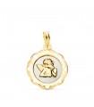 Medaglia Angelo oro 18kt 18mm Smalto Bianco
