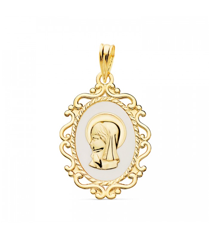 Anhänger emailliert 750er Gelbgold Jungfrau Maria 22455-BL