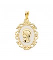 Medaglietta Madonnina 18Kt 22mm Smalto bianco