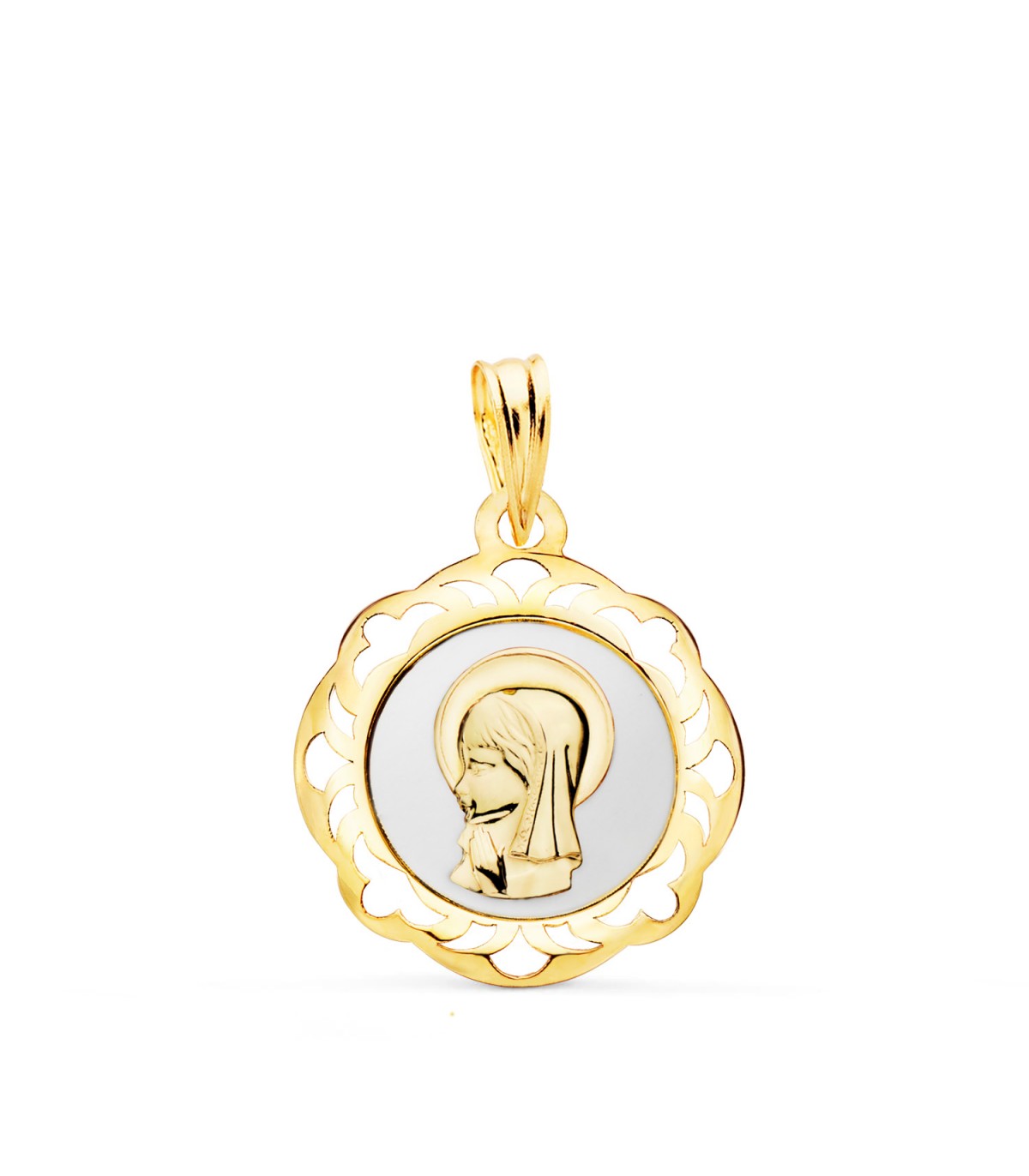 Pendentif émaillé Limoges Or 18k - Grand Modèle - Bijou Vintage Occasion