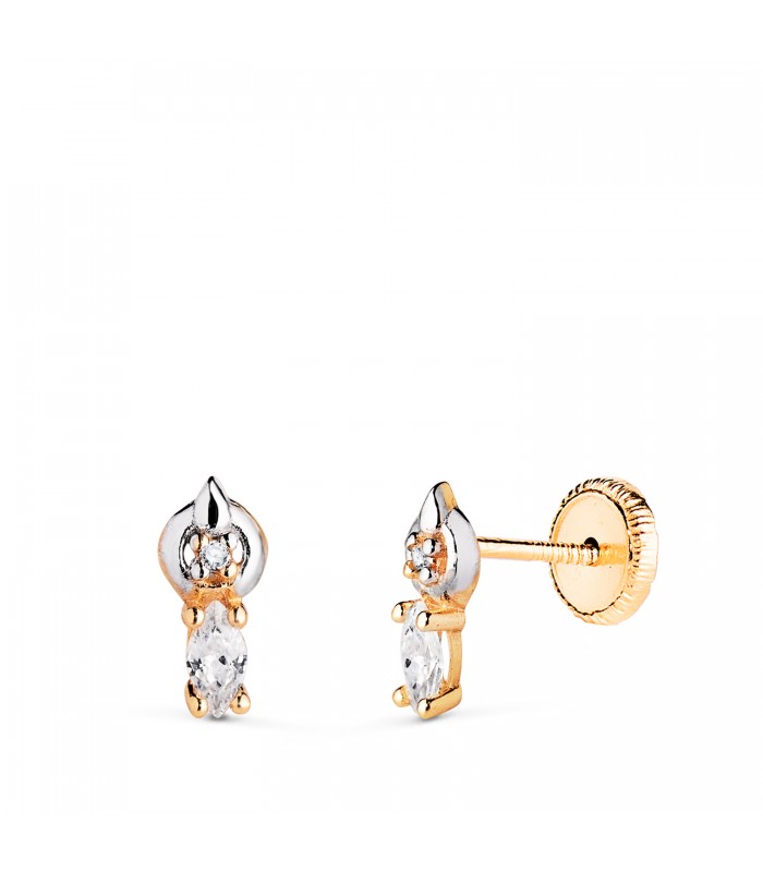 Pendientes pequeños Muse Oro bicolor 18K, piercings de oreja
