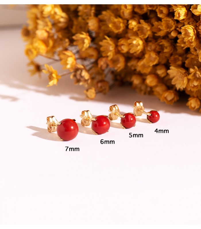 Orecchini bambina corallo Marianela Oro 18kt 5mm