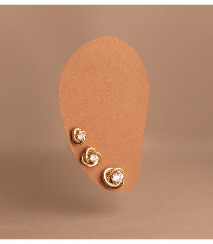 Knoten Ohrstecker Zirkonia 8 mm - Gelbgold 18K | Damen Ohrringe 750 Gold N5990-5AP