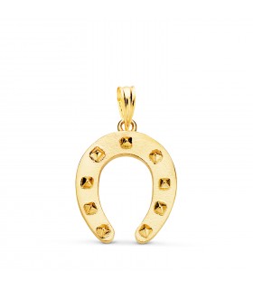 Ciondolo Ferro di cavallo borchie oro 18kt 20 mm, ciondoli portafortuna