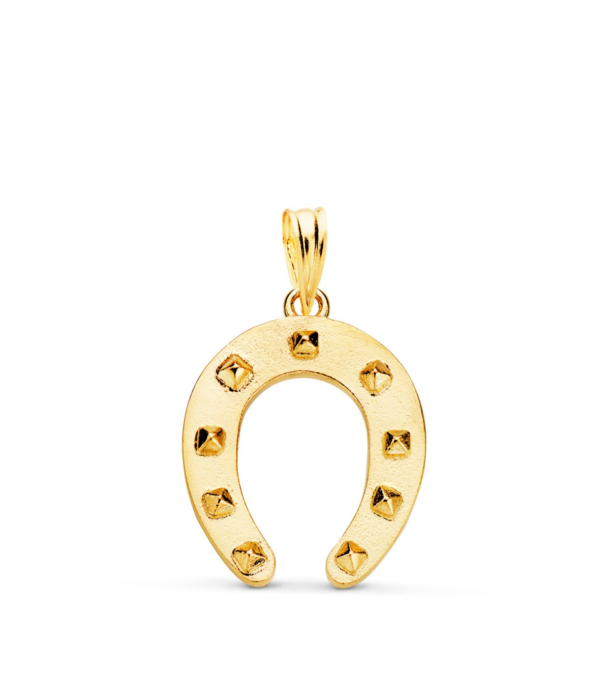 Ciondolo Ferro di cavallo borchie oro 18kt 20 mm, ciondoli portafortuna