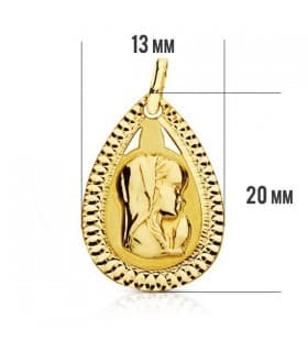 Anhänger 750er Gelbgold Tropfen mit Jungfrau Maria 16495