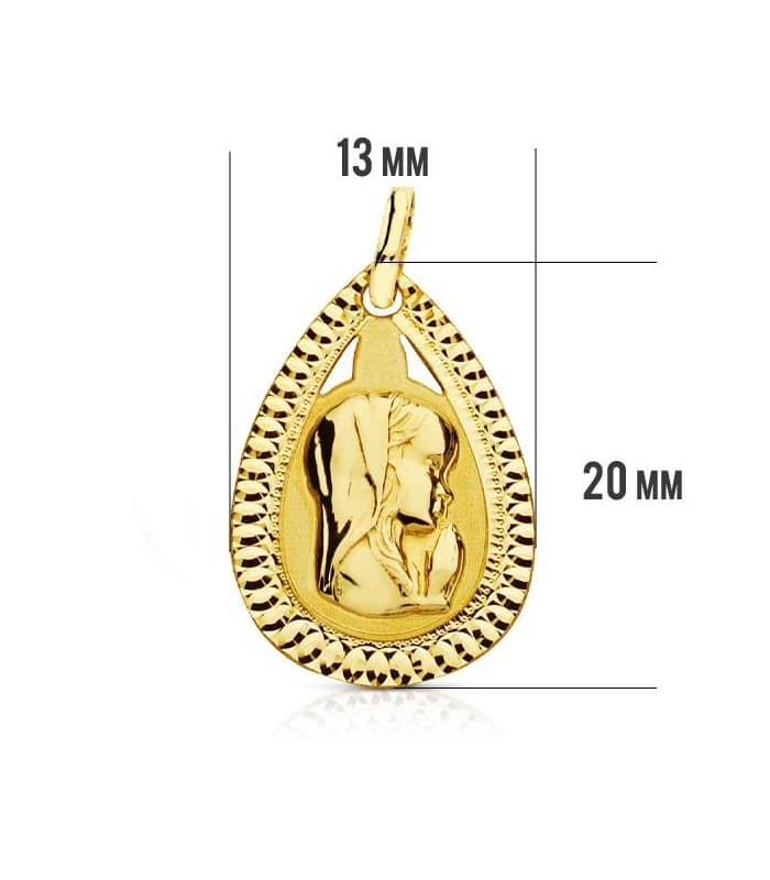Medaglia Madonnina Maria goccia diamantata 18 carati