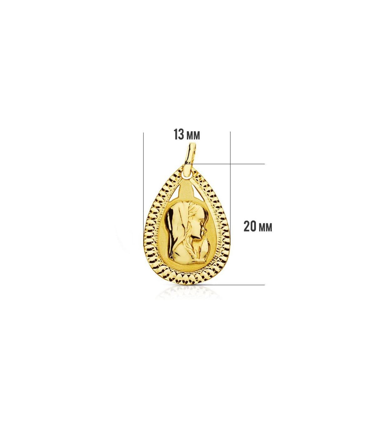Medaglia Madonnina Maria goccia diamantata 18 carati
