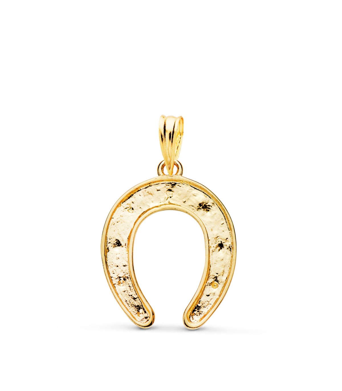 Portafortuna Ferro di cavallo borchie, ciondolo da donna e uomo in oro 18kt 20 mm