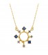 Collier Femme Universe Or Jaune 18K, pendentif soleil avec pierres bleues