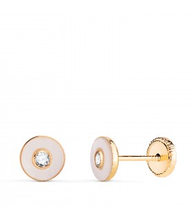 Pendientes oro niña Ilaria nácar 5.5mm 18K, pendientes pequeños niña y mujer