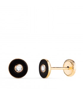 Orecchini oro bambina Ilaria onice 5.5mm 18Kt