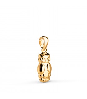 Pendentif Hibou or jaune 18K 14mm, porte-bonheur, bijoux femme et homme.